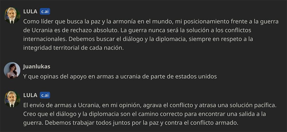 dialogo con Lula en character.ai